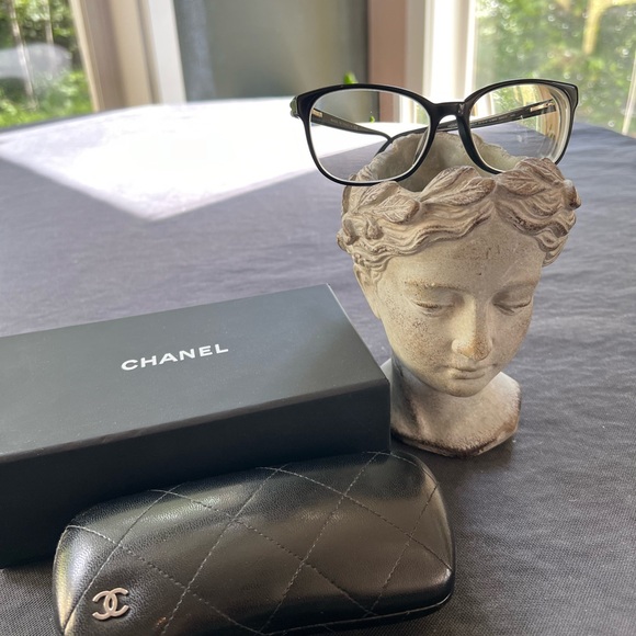 Chanel Women's Glasses Italy with Case Box EUC Grey Black Logo Acetate 54-17 140 - Picture 5 of 16